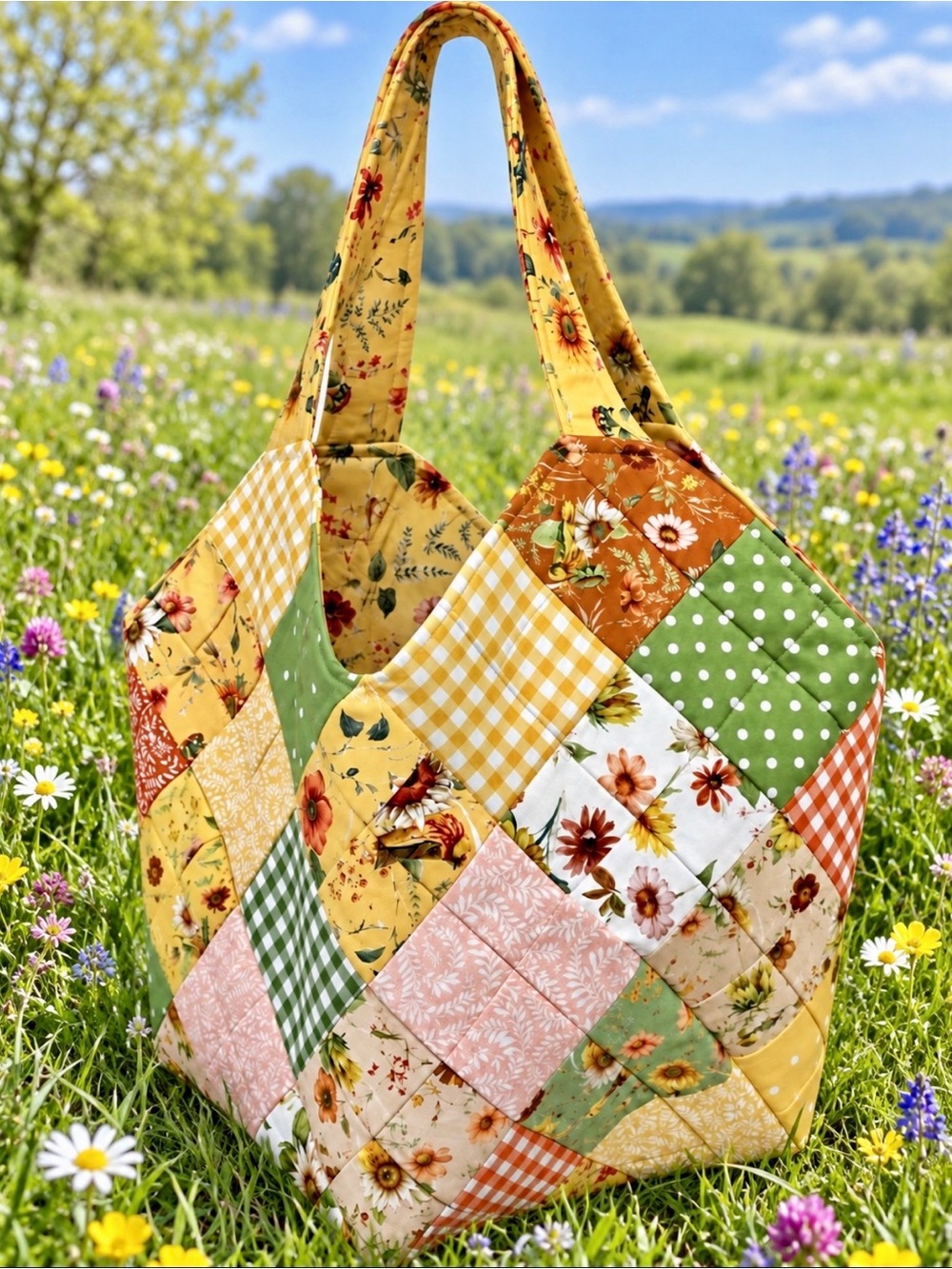 Sunflower Whispers  Carry Bag. New. Tote  Quilted